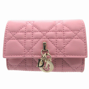 新品同様 クリスチャンディオール S0966ONMJ ミスディオール グリシーヌ ウォレット コンパクトウォレット カナージュ レザー ピンク 2つ折り財布 財布 1448【中古】Christian Dior