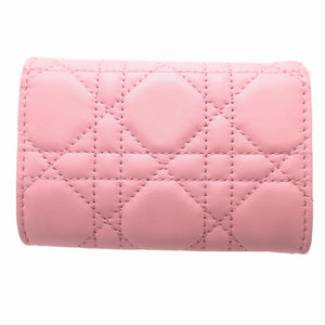 新品同様 クリスチャンディオール S0966ONMJ ミスディオール グリシーヌ ウォレット コンパクトウォレット カナージュ レザー ピンク 2つ折り財布 財布 1448【中古】Christian Dior