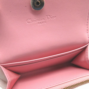 新品同様 クリスチャンディオール S0966ONMJ ミスディオール グリシーヌ ウォレット コンパクトウォレット カナージュ レザー ピンク 2つ折り財布 財布 1448【中古】Christian Dior