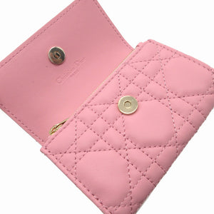 新品同様 クリスチャンディオール S0966ONMJ ミスディオール グリシーヌ ウォレット コンパクトウォレット カナージュ レザー ピンク 2つ折り財布 財布 1448【中古】Christian Dior