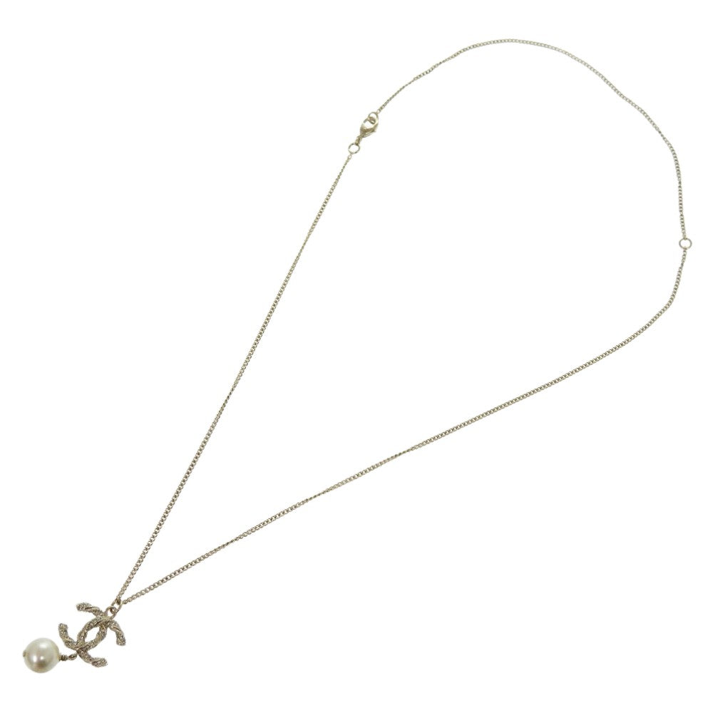 美品 シャネル ココマーク フェイクパール B15V ネックレス ラインストーン メタル ゴールド  1483【中古】CHANEL