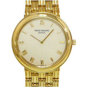 美品 パテックフィリップ カラトラバ K18YG 金無垢 3913/1 ベージュ文字盤 手巻き 腕時計 1501【中古】PATEK PHILIPPE メンズ