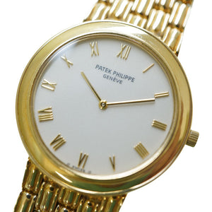 美品 パテックフィリップ カラトラバ K18YG 金無垢 3913/1 ベージュ文字盤 手巻き 腕時計 1501【中古】PATEK PHILIPPE メンズ