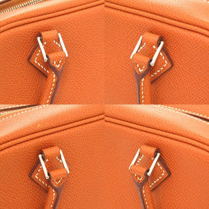 美品 エルメス ミニプリュム プリュム20 ヴォーエプソン コニャック シルバー金具 □I刻印 ハンドバッグ 茶 0001 【中古】 HERMES