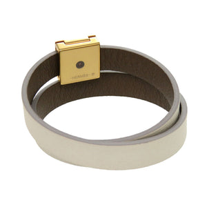 新品同様 エルメス メドール ドゥブルトゥール レザー ホワイト ゴールド金具 ブレスレット アクセサリー 0030 【中古】 HERMES