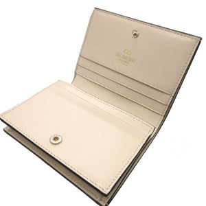 未使用 ヴァレンティノ ガラヴァーニ コンパクトウォレット Vロゴ レザー アイボリー 2つ折り財布 財布 0036【中古】VALENTINO GARAVANI