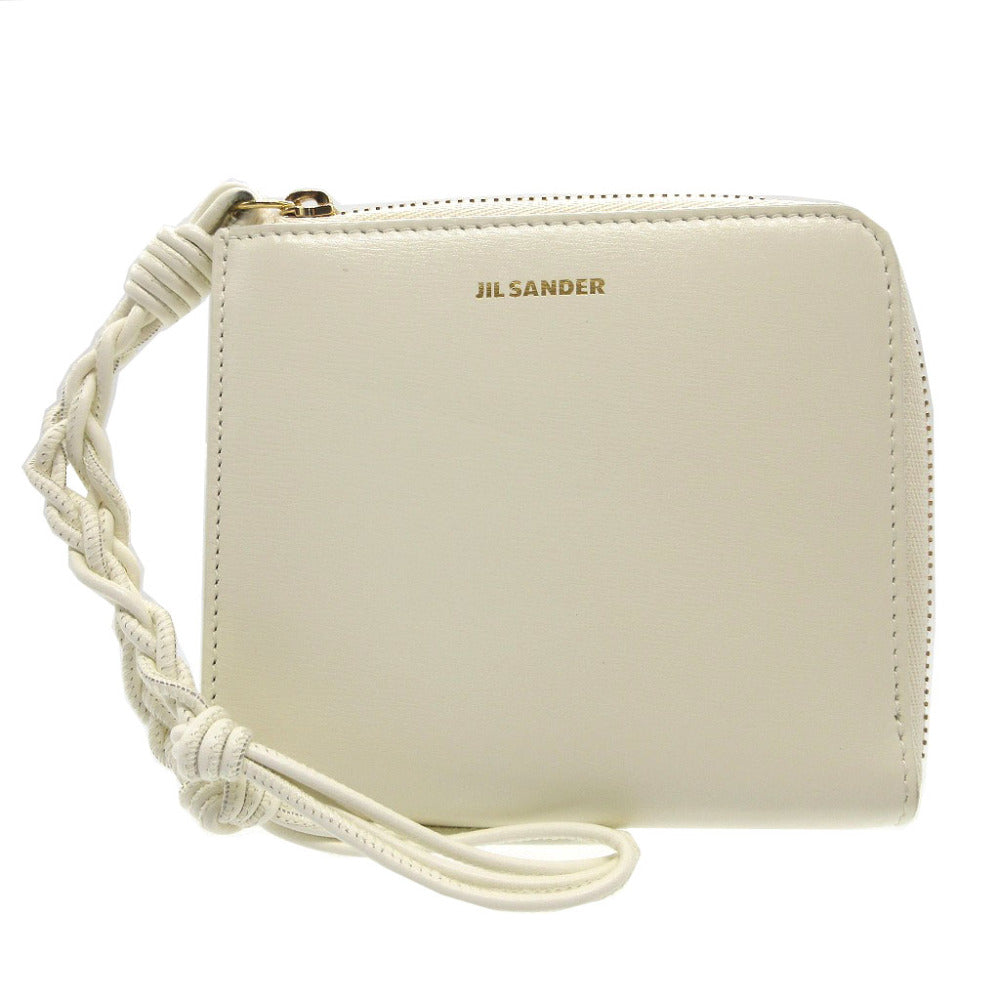 美品 ジルサンダー J07UI0017 レザー ホワイト 白 L字ファスナー財布 財布 0037【中古】JIL SANDER