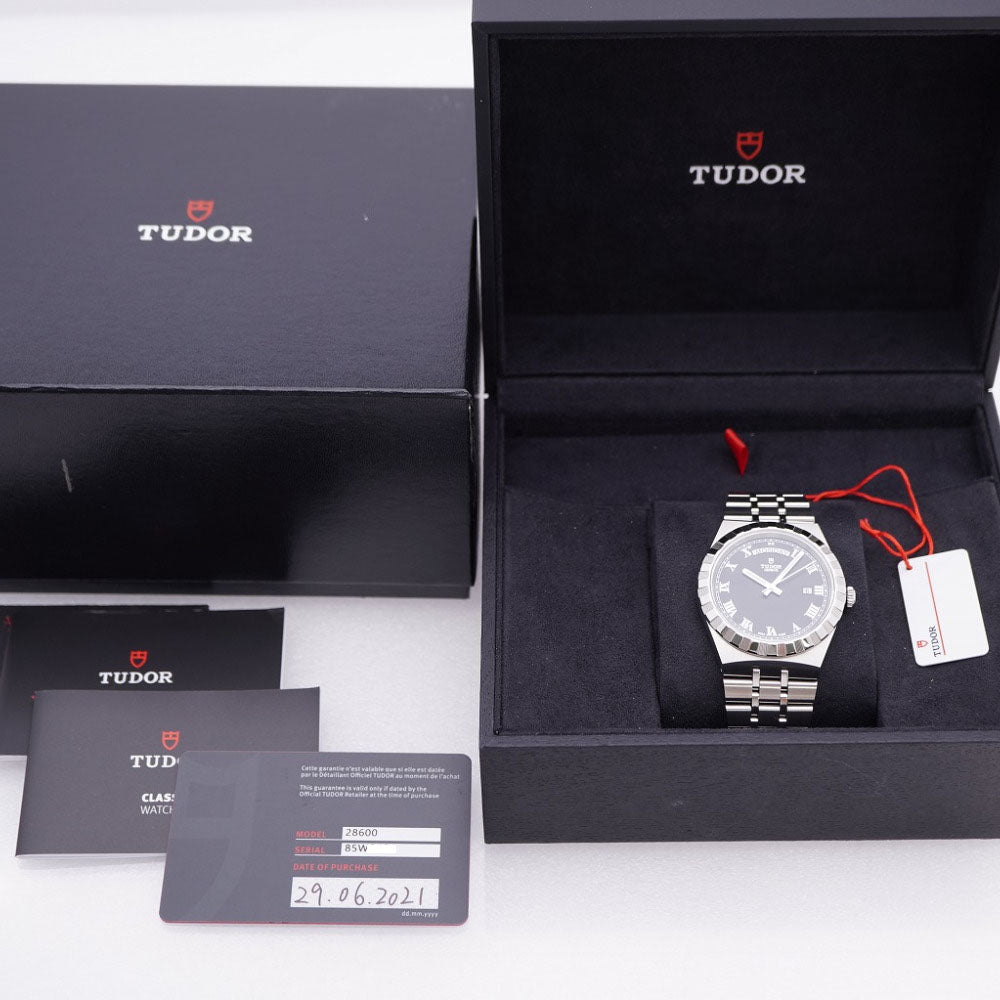 美品 チューダー 自動巻き ロイヤル デイデイト 28600 腕時計 ステンレススチール ブラック 0052【中古】Tudor メンズ