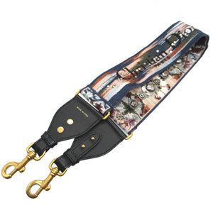 美品 クリスチャンディオール エンブロイダリー 花柄 刺繡 キャンバス レザー ブラック 黒 マルチカラー ショルダーストラップ 0145【中古】Christian Dior