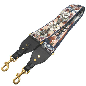 美品 クリスチャンディオール エンブロイダリー 花柄 刺繡 キャンバス レザー ブラック 黒 マルチカラー ショルダーストラップ 0145【中古】Christian Dior