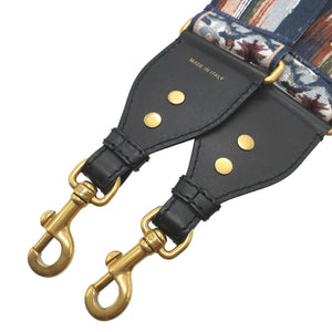 美品 クリスチャンディオール エンブロイダリー 花柄 刺繡 キャンバス レザー ブラック 黒 マルチカラー ショルダーストラップ 0145【中古】Christian Dior