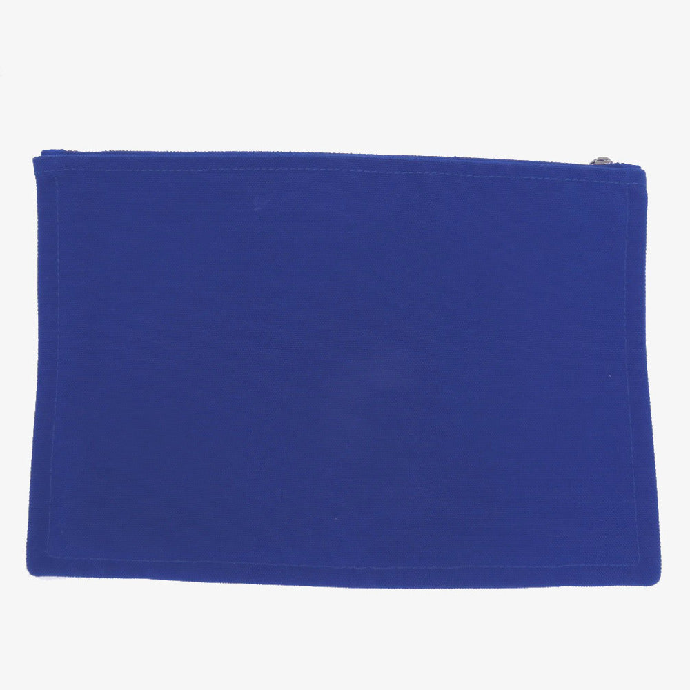 新品同様 エルメス フラットポーチMM キャンバス ブルー 青色 ポーチ 0275【中古】HERMES