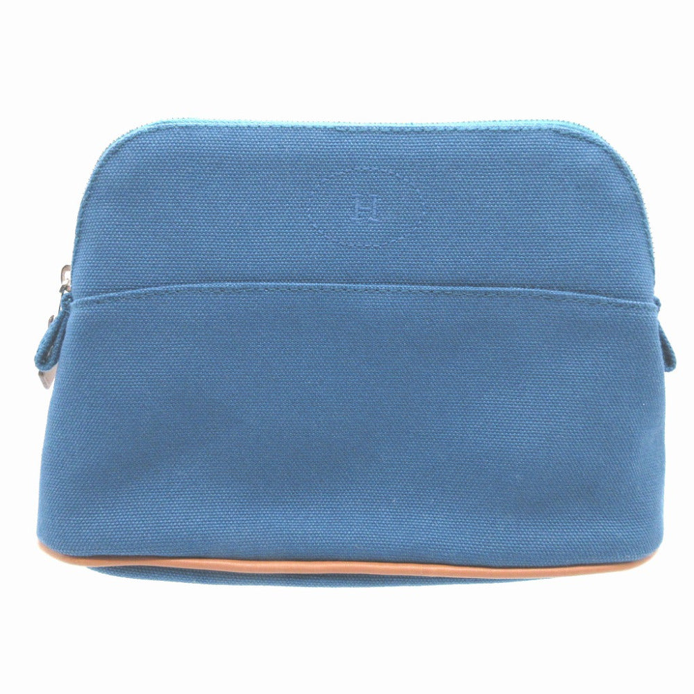 新品同様 エルメス キャンバス ブルー 青 ミニ ボリード ポーチ 0276【中古】HERMES