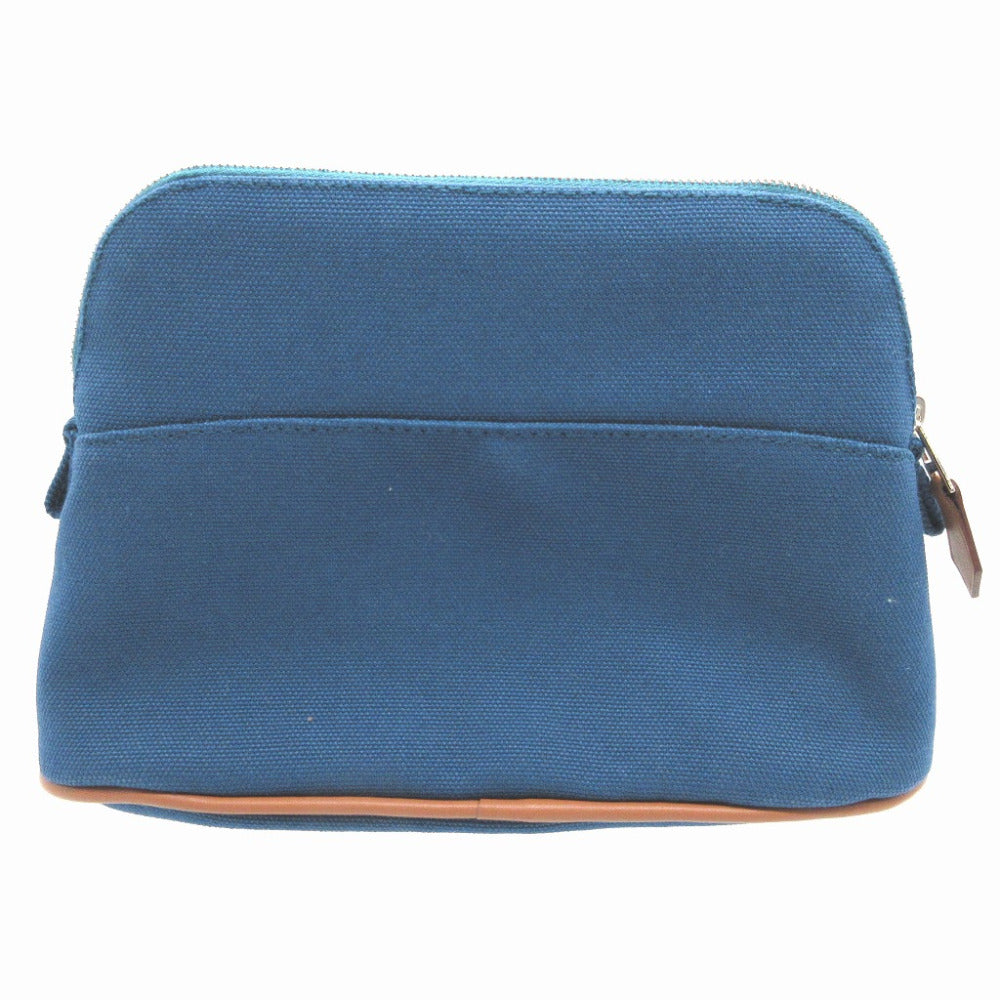 新品同様 エルメス キャンバス ブルー 青 ミニ ボリード ポーチ 0276【中古】HERMES