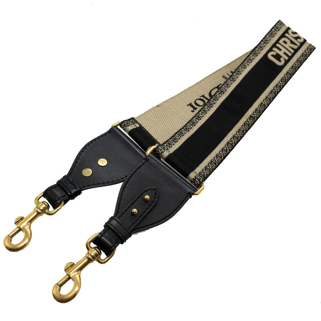 美品 クリスチャンディオール ロゴ キャンバス レザー ブラック 黒 ショルダーストラップ 0283【中古】Christian Dior