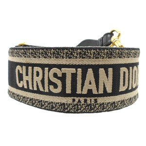 美品 クリスチャンディオール ロゴ キャンバス レザー ブラック 黒 ショルダーストラップ 0283【中古】Christian Dior