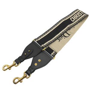 美品 クリスチャンディオール ロゴ キャンバス レザー ブラック 黒 ショルダーストラップ 0284【中古】Christian Dior