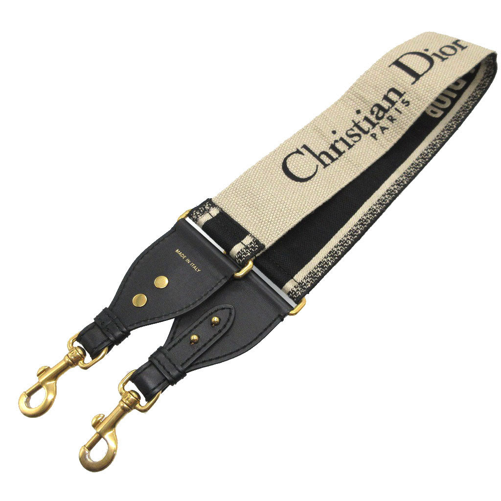美品 クリスチャンディオール ロゴ キャンバス レザー ブラック 黒 ショルダーストラップ 0284【中古】Christian Dior