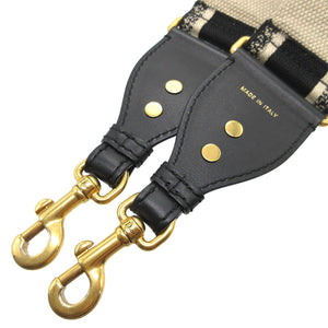 美品 クリスチャンディオール ロゴ キャンバス レザー ブラック 黒 ショルダーストラップ 0284【中古】Christian Dior