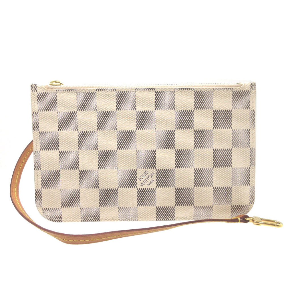 美品 ルイヴィトン ダミエ アズール アイボリー アクセサリーポーチ ネヴァーフルポーチ 0376【中古】LOUIS VUITTON