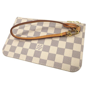 美品 ルイヴィトン ダミエ アズール アイボリー アクセサリーポーチ ネヴァーフルポーチ 0376【中古】LOUIS VUITTON