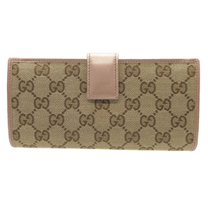 未使用 グッチ ラブリーハート 245723 GGキャンバス レザー ベージュ パープル 紫 Wホック長財布 財布 0474【中古】GUCCI
