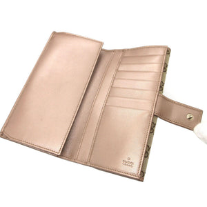 未使用 グッチ ラブリーハート 245723 GGキャンバス レザー ベージュ パープル 紫 Wホック長財布 財布 0474【中古】GUCCI