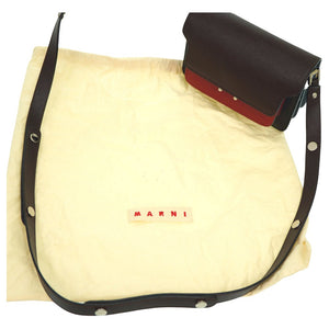 美品 マルニ トランク ショルダーバッグ レザー ブラウン/ブラック/レッド スリーカラー 0502【中古】MARNI