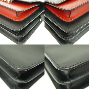 美品 マルニ トランク ショルダーバッグ レザー ブラウン/ブラック/レッド スリーカラー 0502【中古】MARNI