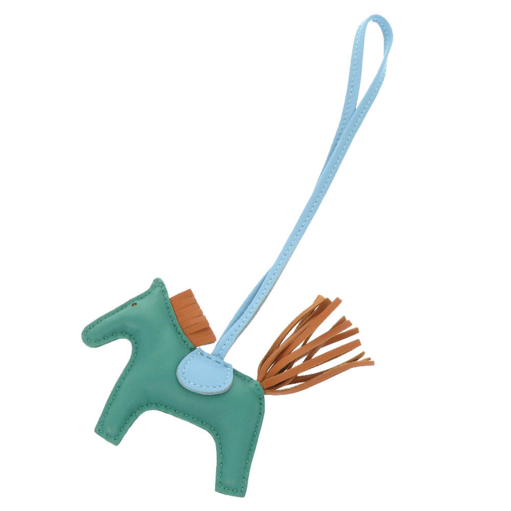 新品同様 エルメス ロデオPM アニョーミロ ヴェールヴェロン ゴールド セレステ A刻印(2017年製) バッグチャーム キーホルダー 0505 【中古】 HERMES