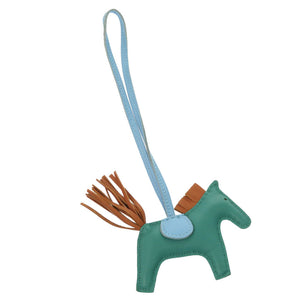 新品同様 エルメス ロデオPM アニョーミロ ヴェールヴェロン ゴールド セレステ A刻印(2017年製) バッグチャーム キーホルダー 0505 【中古】 HERMES