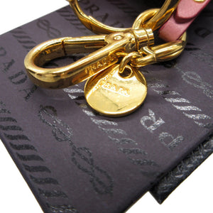 美品 プラダ 1T0036 ベア クマ レザー ピンク アイボリー バッグチャーム キーホルダー 0512-1【中古】PRADA