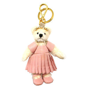 美品 プラダ 1ARI23 ベア クマ ピンク アイボリー バッグチャーム キーホルダー 0512【中古】PRADA