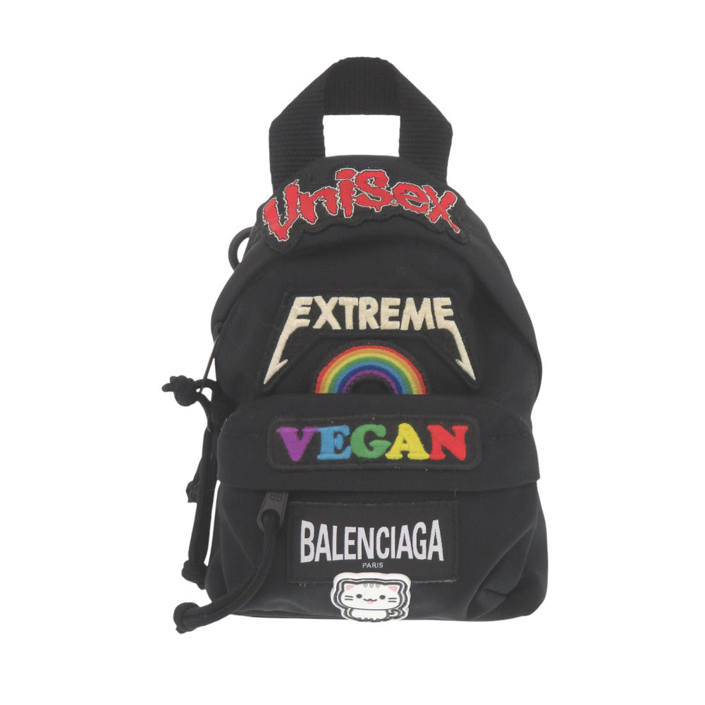 美品 バレンシアガ オーバーサイズド ミニバックパック 656328 ナイロン ブラック ショルダーバッグ 黒 0584【中古】BALENCIAGA ユニセックス