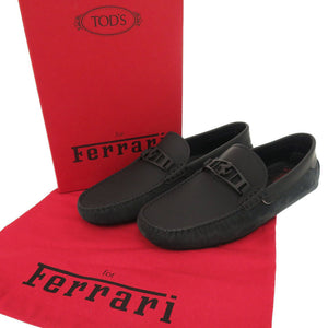 未使用品 トッズ × Ferrari フェラーリ サイズ6 レザー ブラック ドライビングシューズ ローファー シューズ 黒 0652【中古】TOD’S メンズ