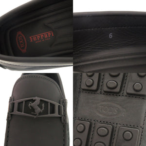 未使用品 トッズ × Ferrari フェラーリ サイズ6 レザー ブラック ドライビングシューズ ローファー シューズ 黒 0652【中古】TOD’S メンズ