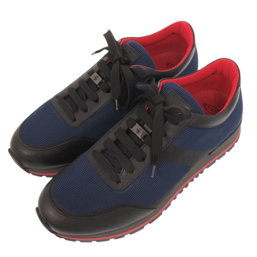 新品同様 トッズ × フェラーリ FERRARI ローカットスニーカー XRM0XH0T140G7C183R サイズ6.5 (日本サイズ25.5cm) ファブリック ゴム ブルー レッド ブラック 靴0654【中古】TOD’S メンズ