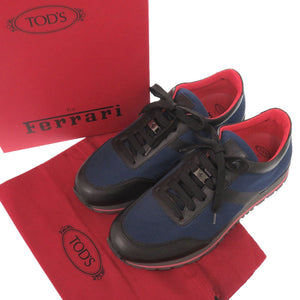 新品同様 トッズ × フェラーリ FERRARI ローカットスニーカー XRM0XH0T140G7C183R サイズ6.5 (日本サイズ25.5cm) ファブリック ゴム ブルー レッド ブラック 靴0654【中古】TOD’S メンズ