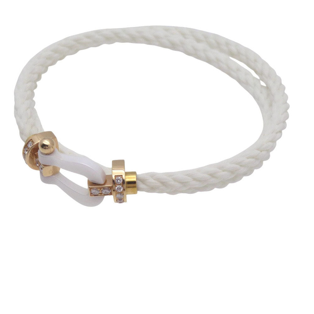 新品同様 フレッド フォース10 ハーフダイヤ K18PG/ホワイトセラミック 2連 ブレスレット ピンクゴールド/ダイヤモンド 2ロウ ジュエリー 0675【中古】FRED