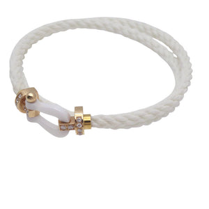 新品同様 フレッド フォース10 ハーフダイヤ K18PG/ホワイトセラミック 2連 ブレスレット ピンクゴールド/ダイヤモンド 2ロウ ジュエリー 0675【中古】FRED