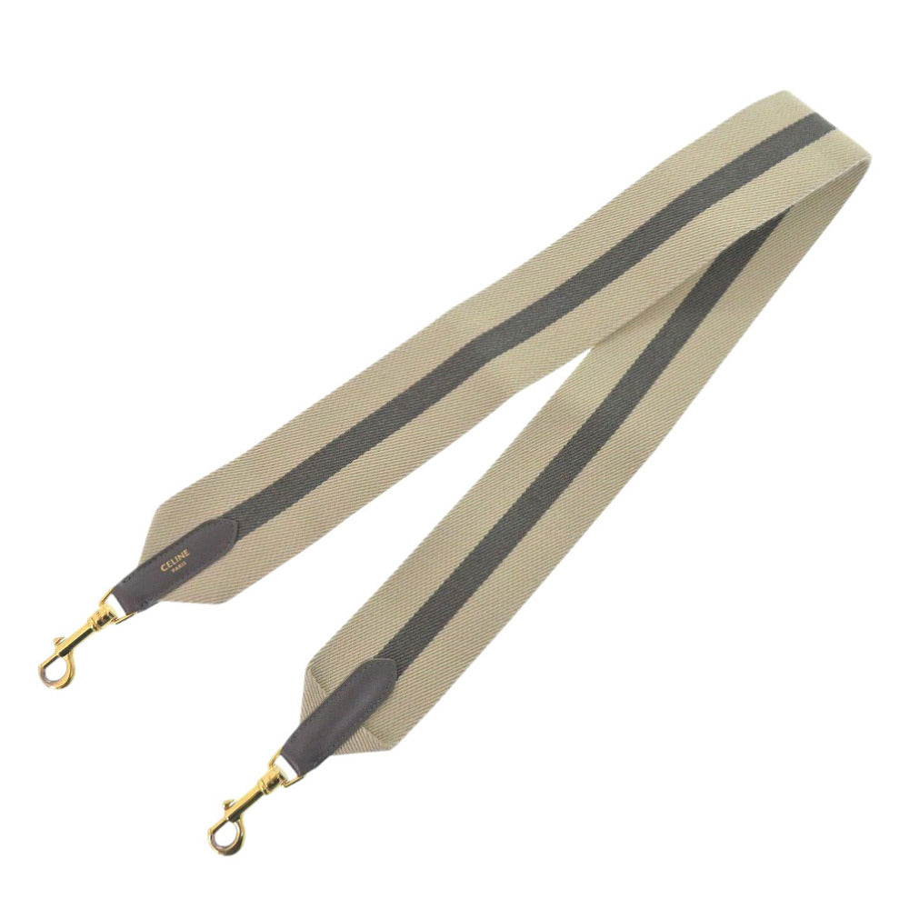 美品 セリーヌ ショルダーストラップ キャンバス/レザー ベージュ 0680【中古】CELINE