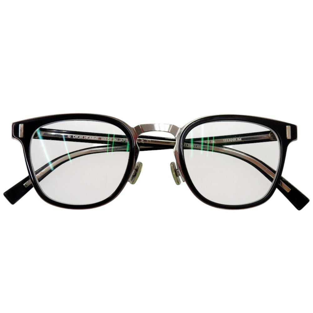 美品 ディオール オム BLACKTIE2.0 807 メガネ セルフレーム フルリム ウェリントン BLACKTIE2.0o プラスチック チタン ブラック 0698【中古】DIOR HOMME