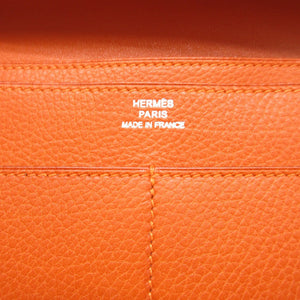 美品 エルメス ドゴンGM トゴ □J刻印(20006年製) オレンジ 長財布 財布 0758【中古】HERMES