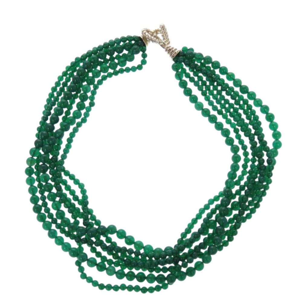 美品 ティファニー ヴィンテージ 7連 チョーカー カラーストーン シルバー925 グリーン ネックレス 緑 0998【中古】TIFFANY&Co.