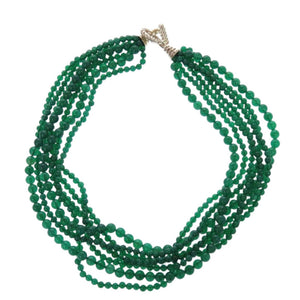 美品 ティファニー ヴィンテージ 7連 チョーカー カラーストーン シルバー925 グリーン ネックレス 緑 0998【中古】TIFFANY&Co.