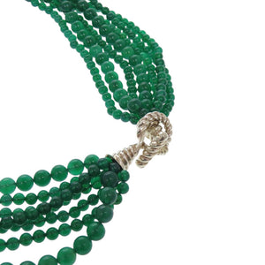 美品 ティファニー ヴィンテージ 7連 チョーカー カラーストーン シルバー925 グリーン ネックレス 緑 0998【中古】TIFFANY&Co.