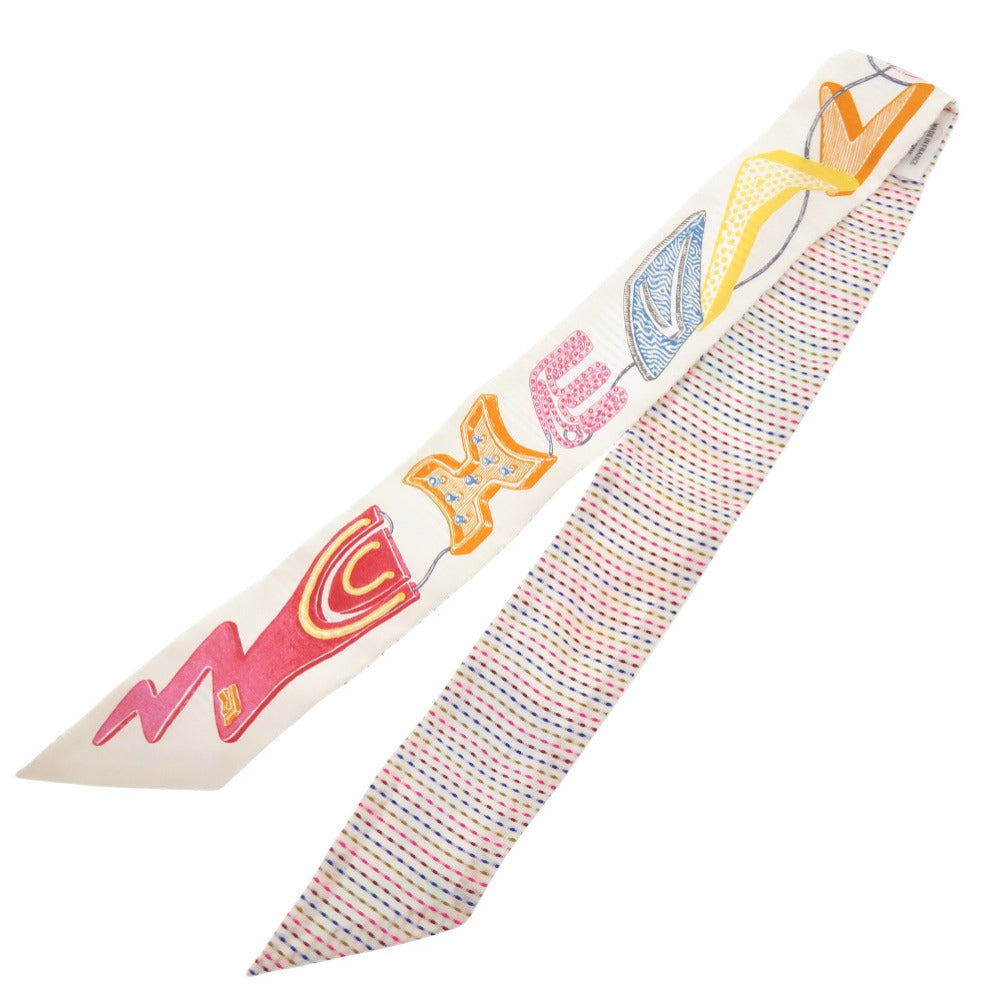 新品同様 エルメス ツイリー Chevaloscope Neon シュヴァロスコープ ネオン シルク ブラン スカーフ 1059 【中古】 HERMES