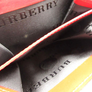 新品同様 バーバリー 二つ折り財布 パテントレザー/エナメル レッド 赤 1077【中古】BURBERRY