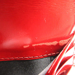 新品同様 バーバリー 二つ折り財布 パテントレザー/エナメル レッド 赤 1077【中古】BURBERRY