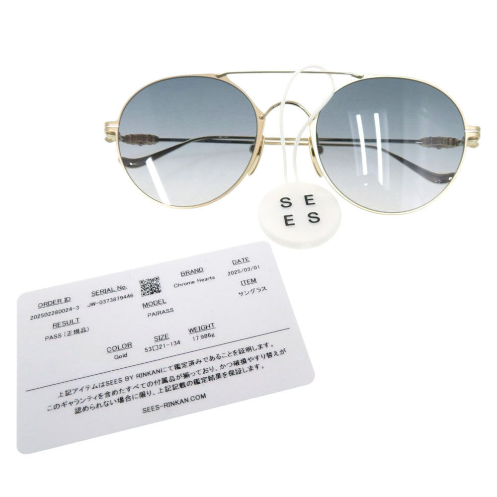 新品同様 クロムハーツ PAIRASS フローラルクロス グラデーションレンズ チタン GP ゴールド サングラス 1087【中古】CHROME HEARTS メンズ